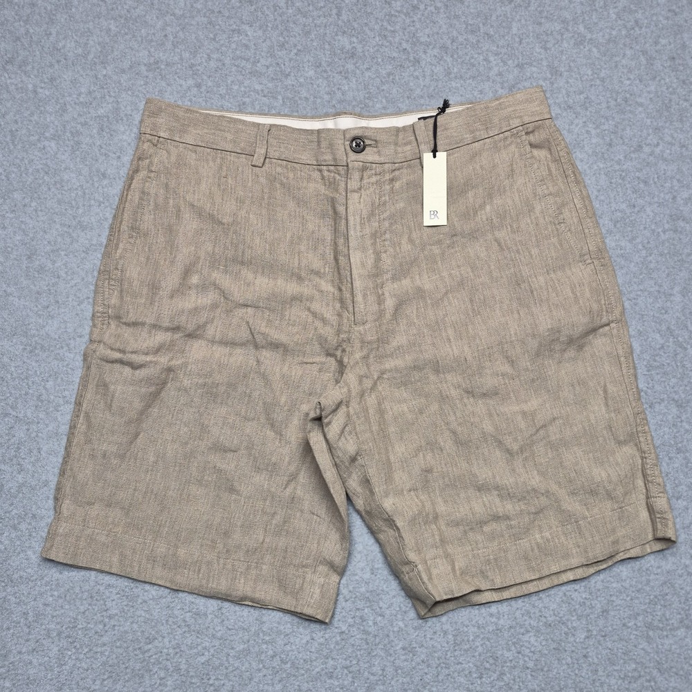 NWT Banana Republic Shorts Mens 34 Tan Flat Front Chino Textured Woven